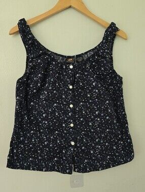 Route 66 Navy Blue Floral Button-Front Camisole